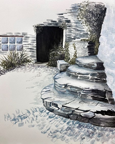 The Old Cobbled Courtyard Final Artwork