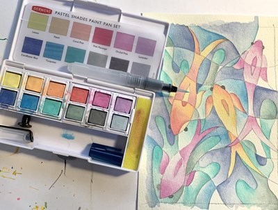 Art in progress with water painted