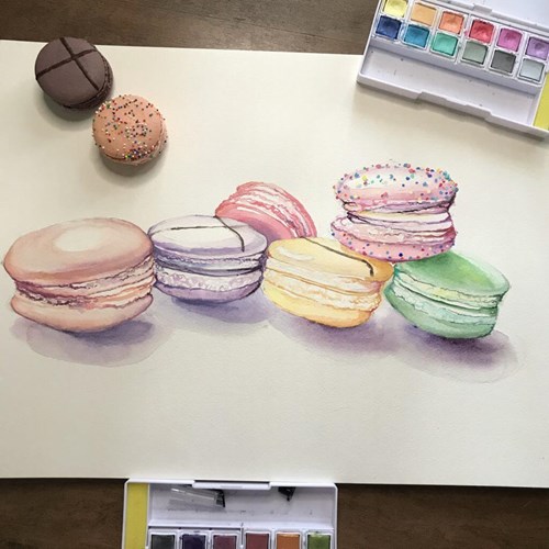 Macarons Drawing Using Inktense Paints
