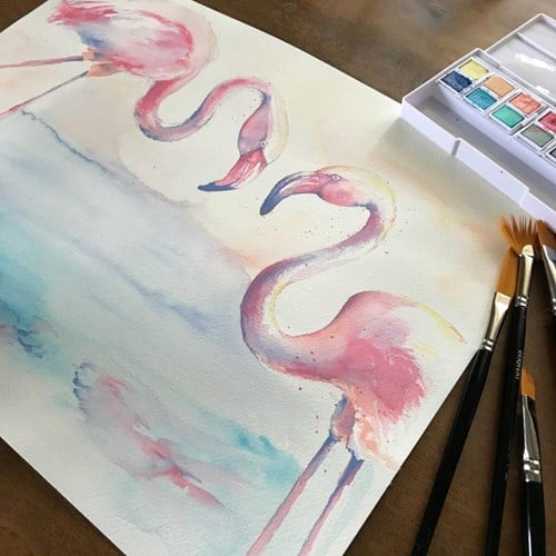 Closeup of Pastel Shades Flamingo Artwork