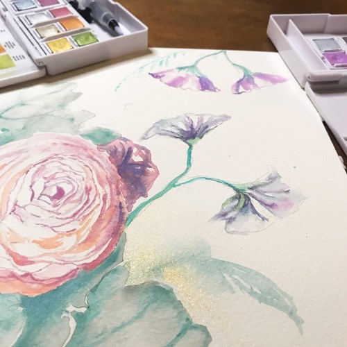 Derwent Pastel Shades Floral Drawing